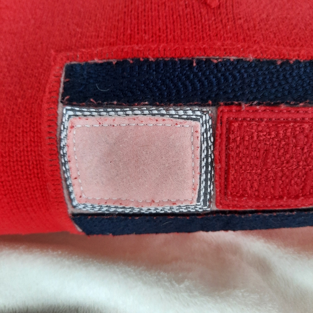 Tommy Hilfiger Chunky Red Sweater Flag Logo Mens Size Large Retro 90s - Picture 3 of 14